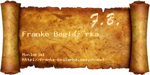 Franke Boglárka névjegykártya